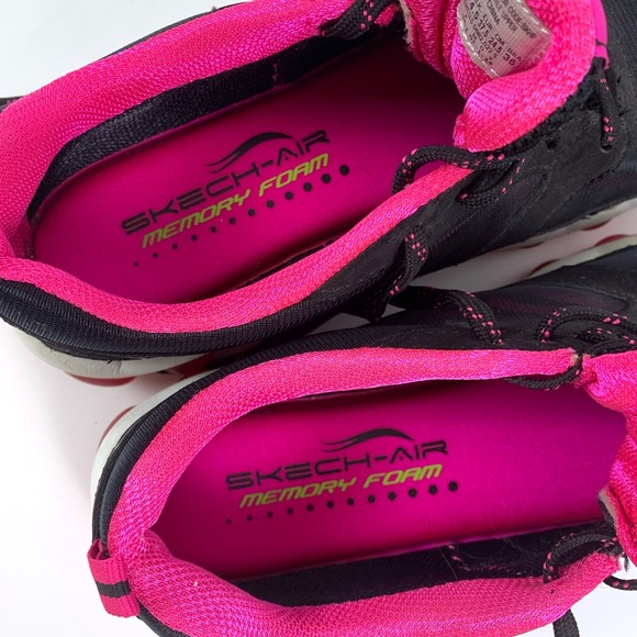 Sketchers Sketch-Air Running Shoes Womens Sz 7.5 Black Hot Pink Lace Up 11848 - Picture 14 of 16